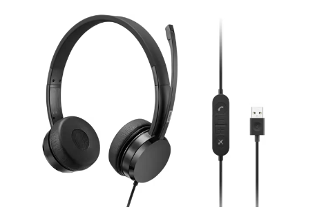 Lenovo USB-A Wired Stereo On-Ear Headset (with Control Box) In Jordan